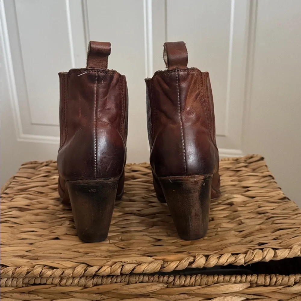 Freebird Morgan Distressed Heeled Leather Boots in Cognac Brown Size 9 - Picture 4 of 7